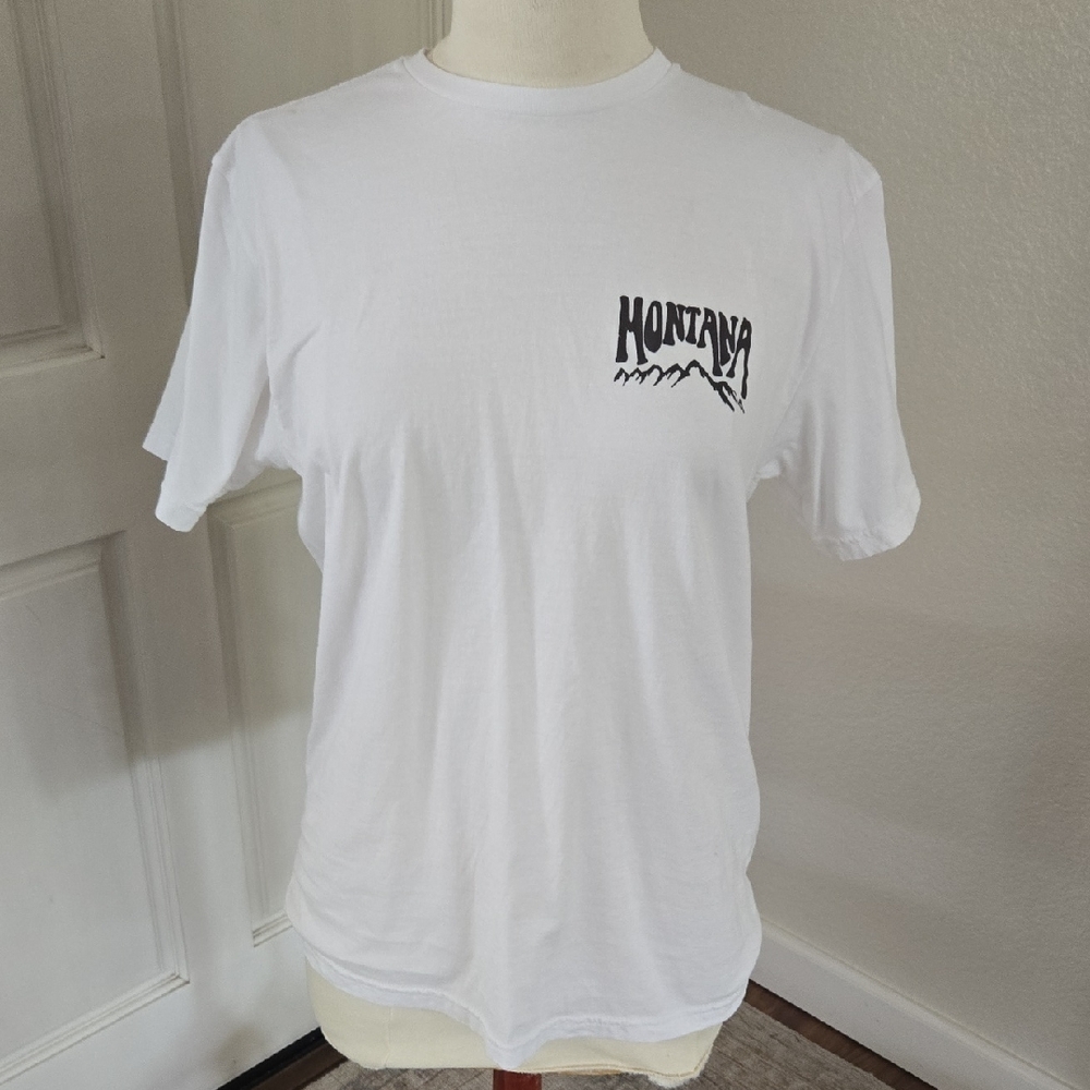 Montana Logo White Short Sleeve Crew Neck Tee - Women's